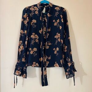 Forever 21 Floral Tie-Neck Blouse